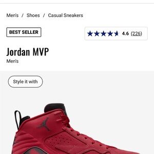 Jordan MVP Bold Red Men's Sneakers